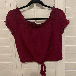 off the shoulder cropped red top from tillys